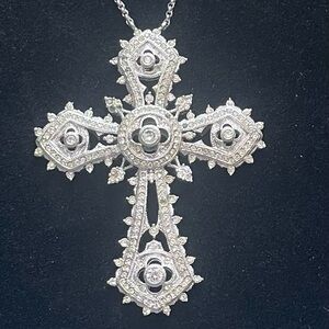 Nadri Pave Posh Silver Tone Limited Edition Cross Pendant Necklace